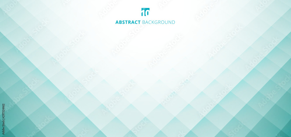 Abstract modern design green turquoise and white grid pattern background with space for your text.