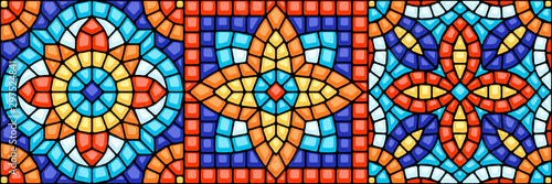 Ancient mosaic ceramic tile pattern.