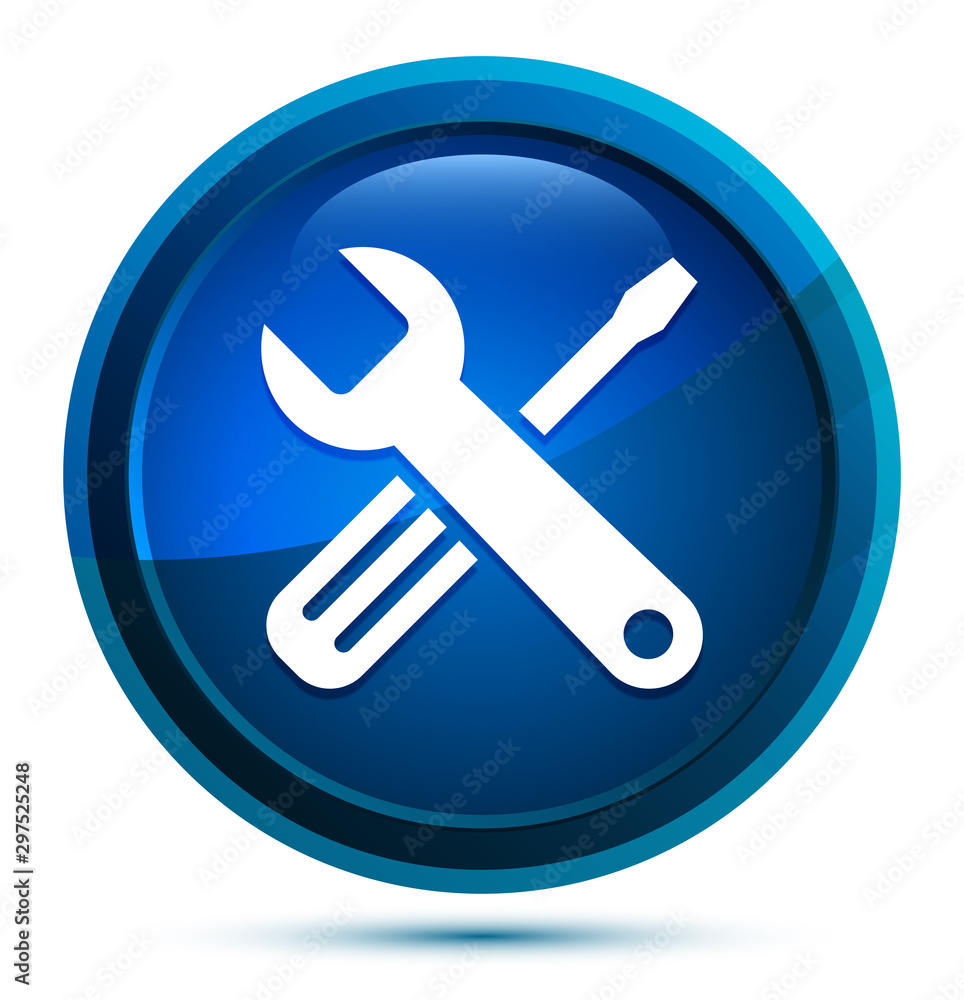 Tools icon elegant blue round button illustration Tools icon elegant blue round button illustration