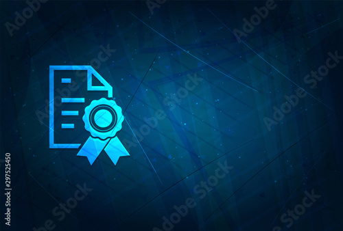 Certificate paper icon futuristic digital abstract blue background