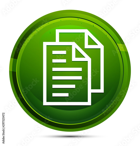 Document pages icon glassy green round button illustration