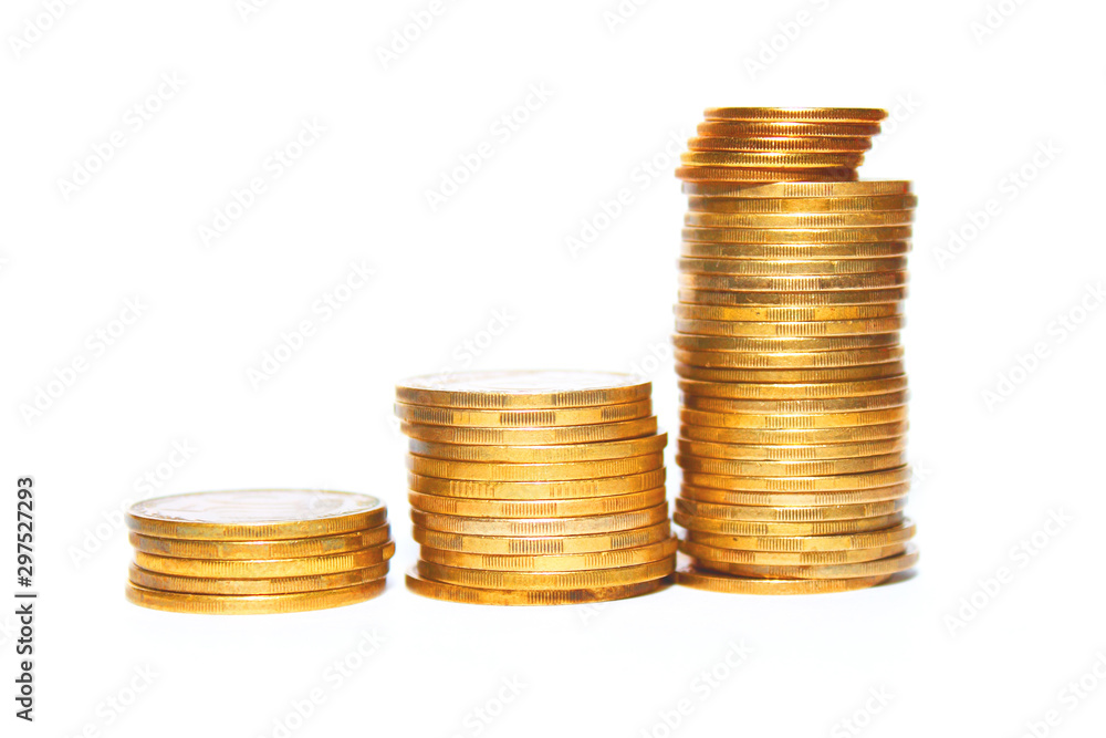 Concept Success in Business with Stack of Gold Coins, isolated close-up Concept Success in Business with Stack of Gold Coins, isolated close-up