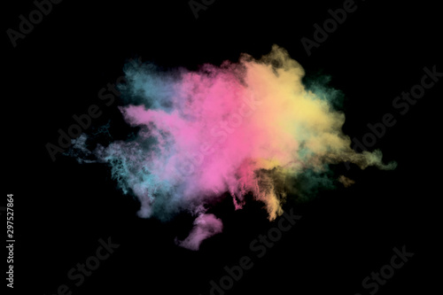 Colored cloud isolated on black background,Textured Smoke,Abstract black