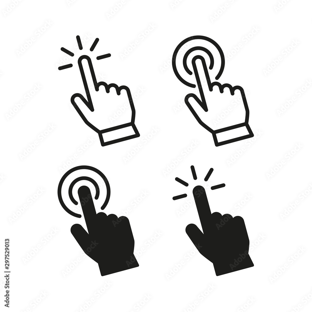 Obraz premium Set of hand pointer or cursor mouse clicking flat icon symbol