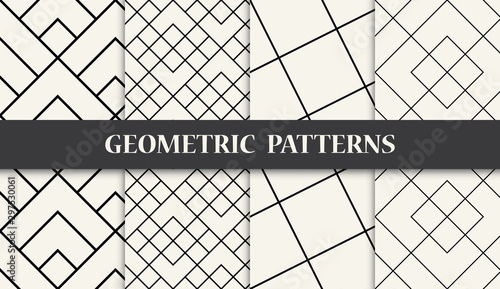 black and white geometric seamless pattern set
