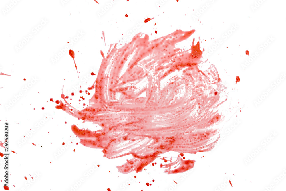 closeup drops of red blood isolated on white background,abstract pattern closeup drops of red blood isolated on white background,abstract pattern