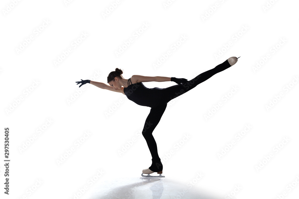 Figure skating girl isolated on white.