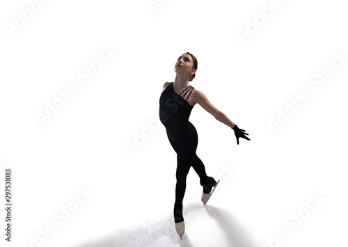 Figure skating girl isolated on white.