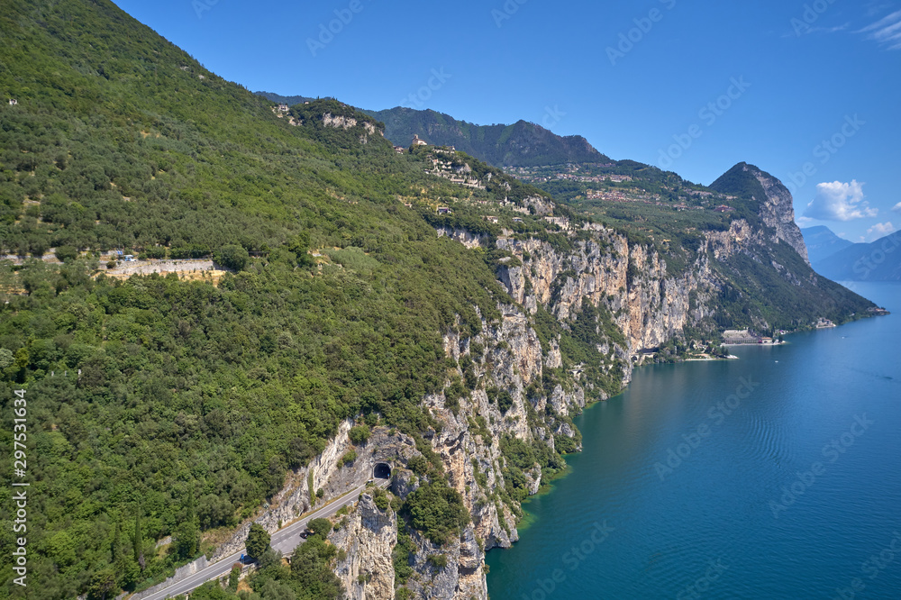 Top view of the cliffs of Lake Garda Italy