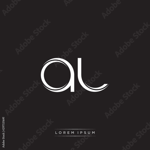 AL Initial Letter Split Lowercase Logo Modern Monogram Template Isolated on Black White