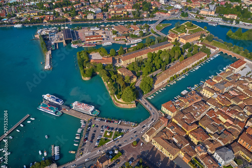 Aerial photography with drone. Beautiful view of the city of Peschiera del Garda, Italy. © Berg