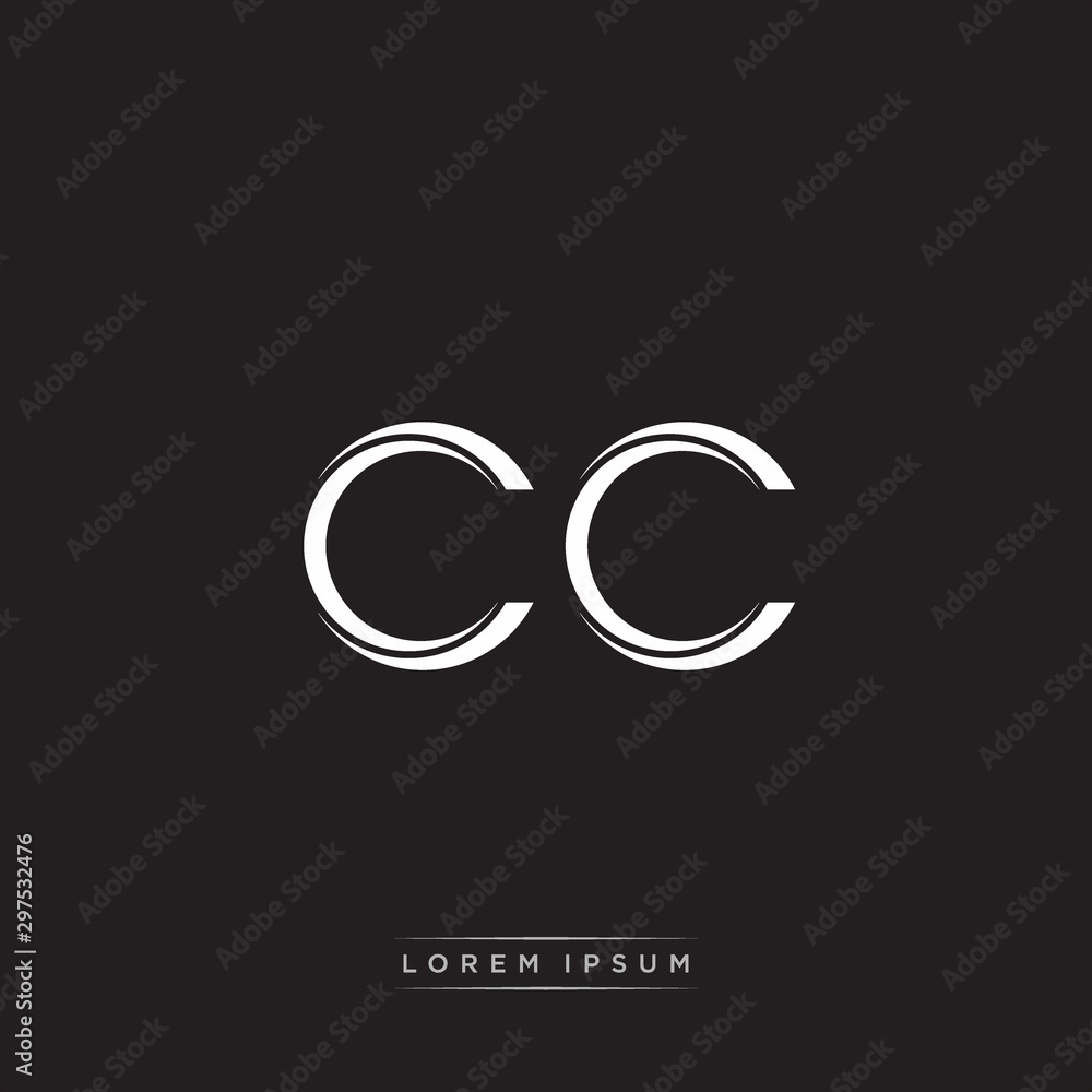 Fototapeta premium CC Initial Letter Split Lowercase Logo Modern Monogram Template Isolated on Black White
