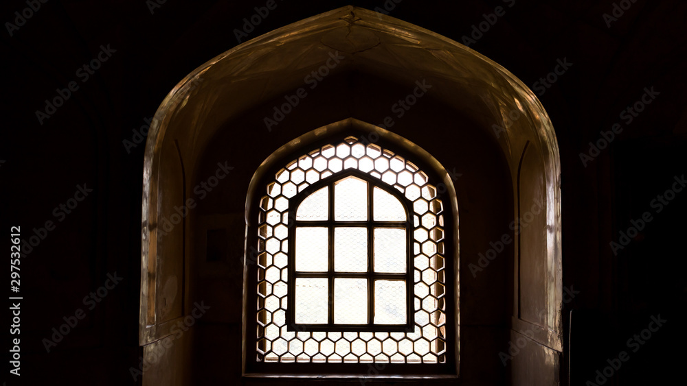 Light coming through the stone lattice window