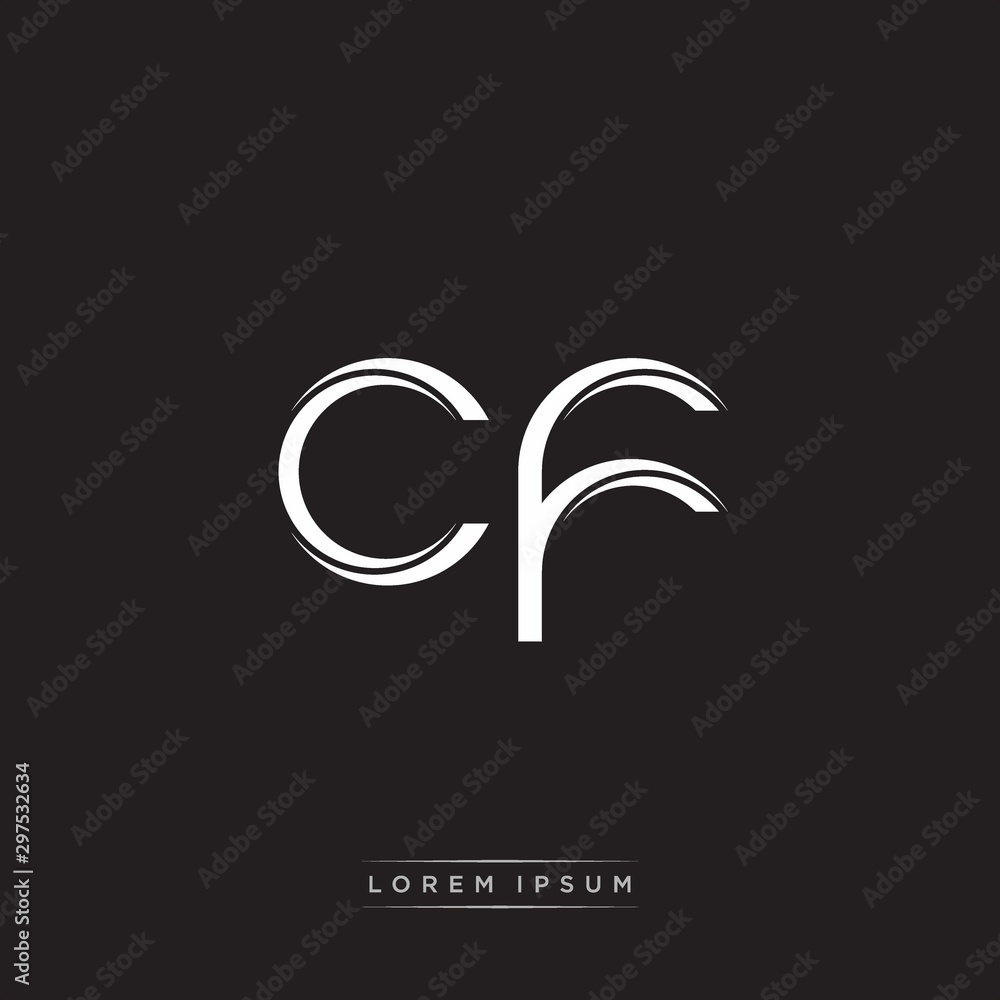 CF Initial Letter Split Lowercase Logo Modern Monogram Template Isolated on Black White