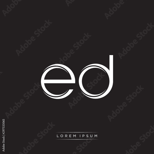 ED Initial Letter Split Lowercase Logo Modern Monogram Template Isolated on Black White