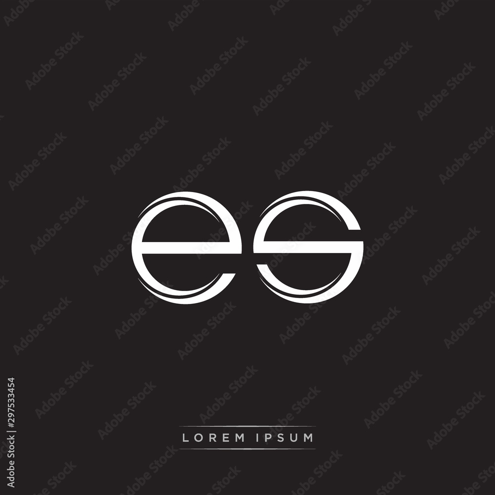 ES Initial Letter Split Lowercase Logo Modern Monogram Template Isolated on Black White - obrazy, fototapety, plakaty 