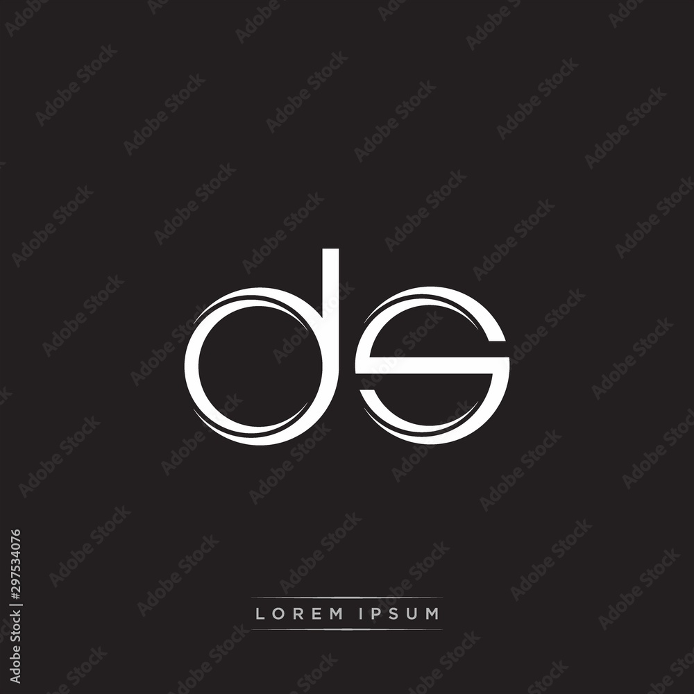 DS Initial Letter Split Lowercase Logo Modern Monogram Template Isolated on Black White - obrazy, fototapety, plakaty 