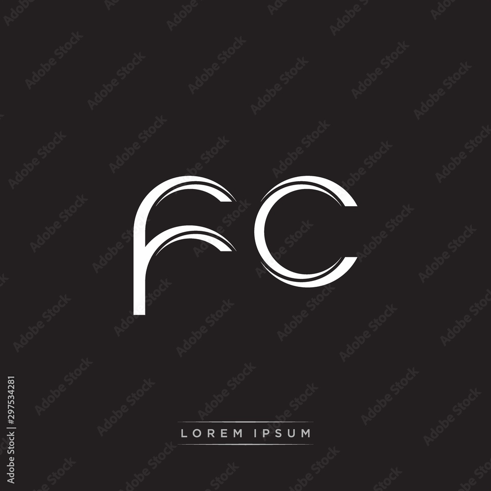 FC Initial Letter Split Lowercase Logo Modern Monogram Template Isolated on Black White FC Initial Letter Split Lowercase Logo Modern Monogram Template Isolated on Black White