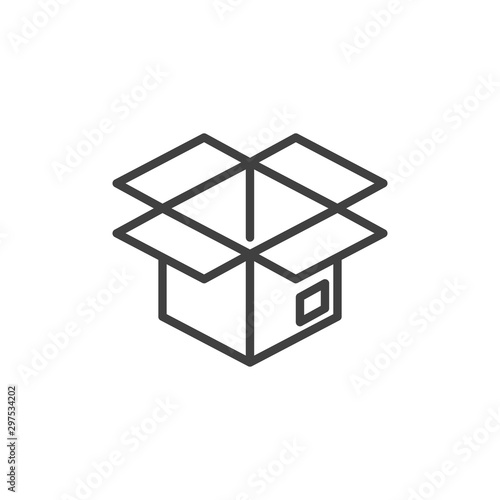 Open cardboard box line icon. linear style sign for mobile concept and web design. Parcel box packaging outline vector icon. Symbol, logo illustration. Vector graphics