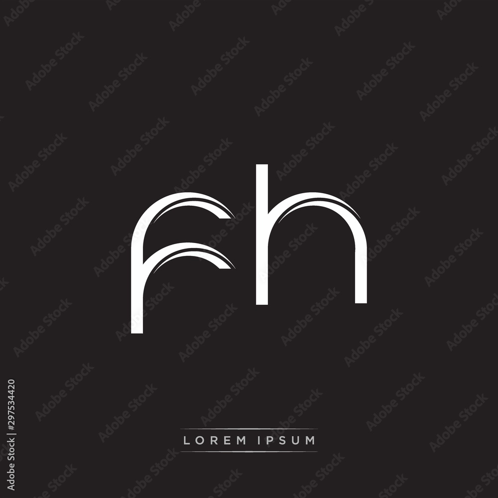 FH Initial Letter Split Lowercase Logo Modern Monogram Template Isolated on Black White
