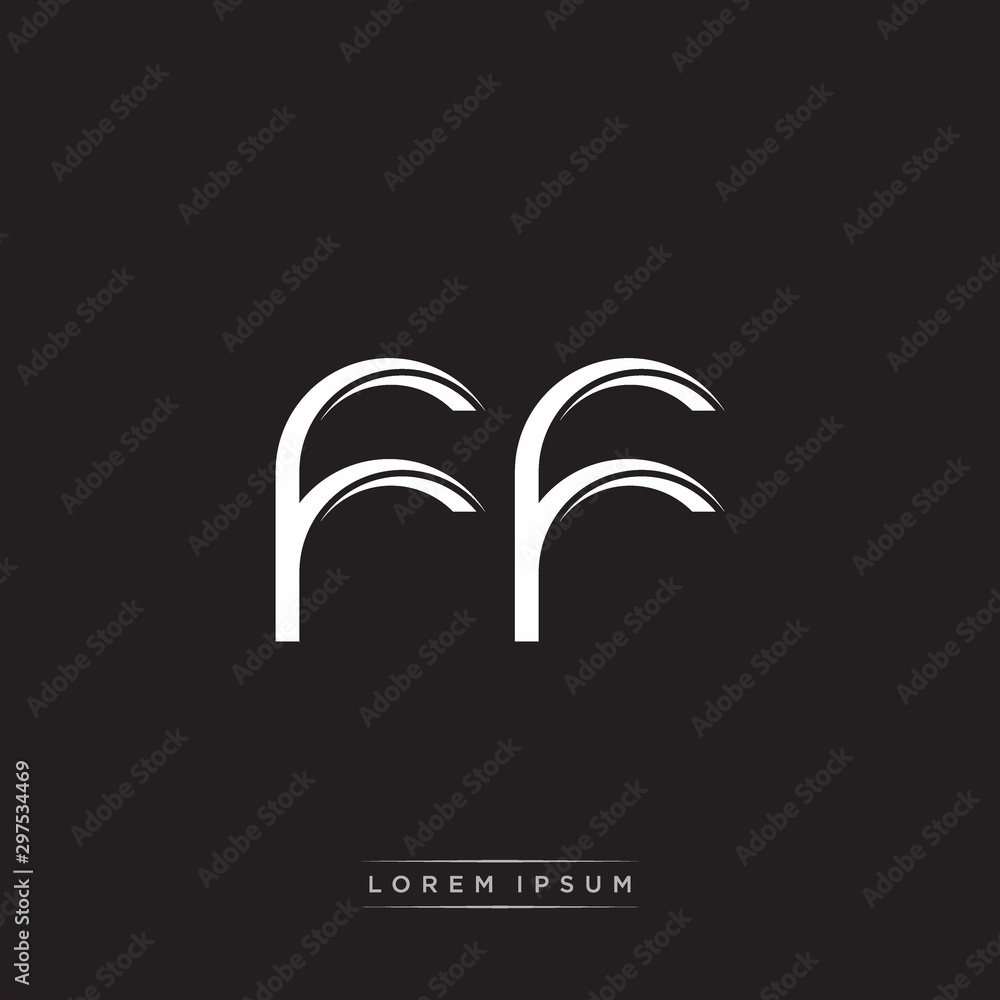 FF Initial Letter Split Lowercase Logo Modern Monogram Template Isolated on Black White