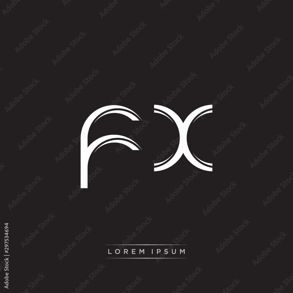 FX Initial Letter Split Lowercase Logo Modern Monogram Template Isolated on Black White