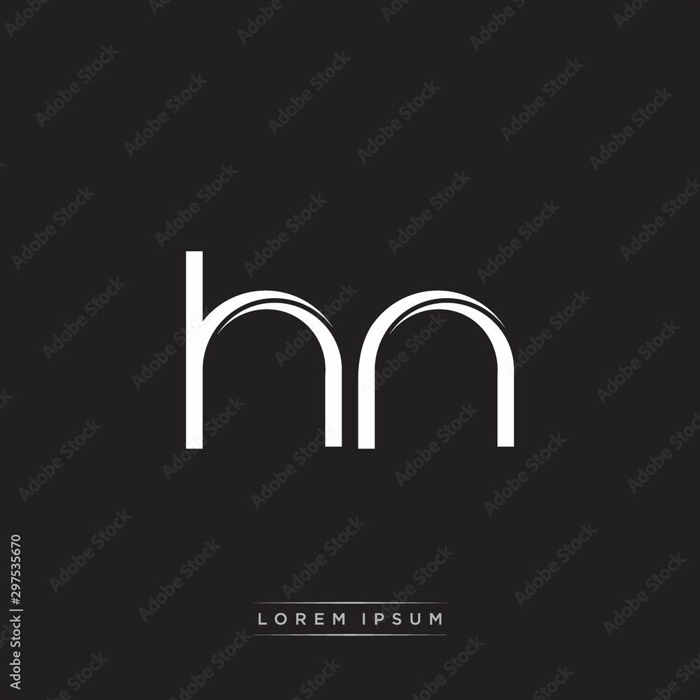 HN Initial Letter Split Lowercase Logo Modern Monogram Template Isolated on Black White HN Initial Letter Split Lowercase Logo Modern Monogram Template Isolated on Black White