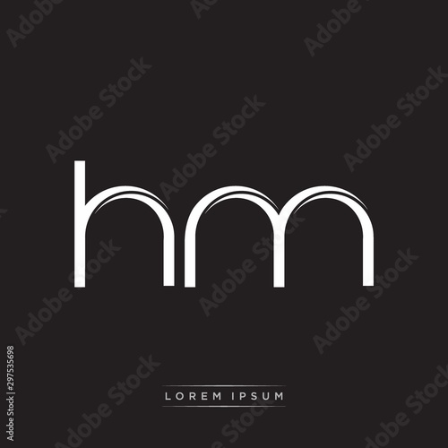 HM Initial Letter Split Lowercase Logo Modern Monogram Template Isolated on Black White