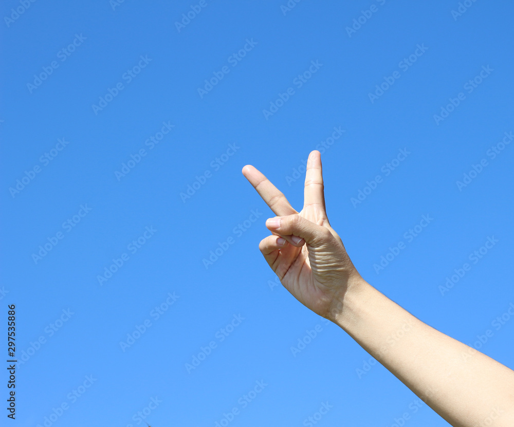 Woman hand isolated on clear sky background Woman hand isolated on clear sky background