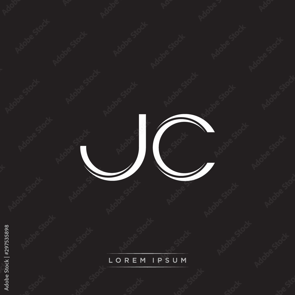 JC Initial Letter Split Lowercase Logo Modern Monogram Template Isolated on Black White JC Initial Letter Split Lowercase Logo Modern Monogram Template Isolated on Black White