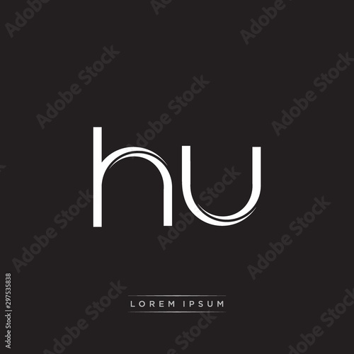 HU Initial Letter Split Lowercase Logo Modern Monogram Template Isolated on Black White