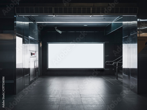 Mock up Banner Media Advertising sign in Subway station