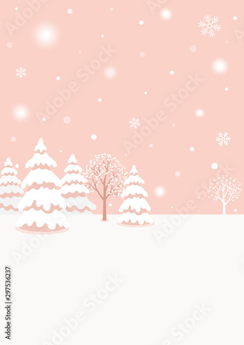 Snowy winter forest landscape background