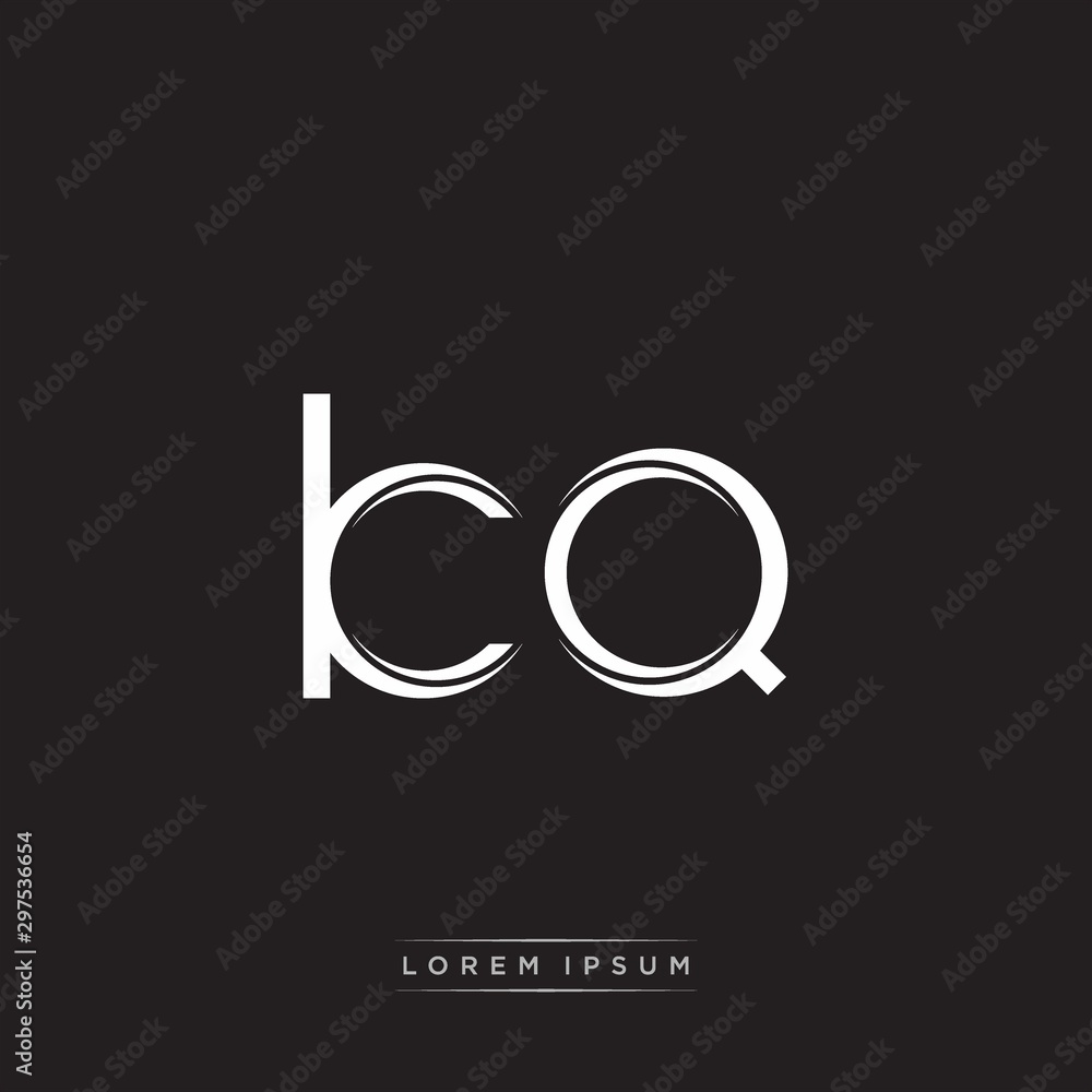 KQ Initial Letter Split Lowercase Logo Modern Monogram Template Isolated on Black White KQ Initial Letter Split Lowercase Logo Modern Monogram Template Isolated on Black White