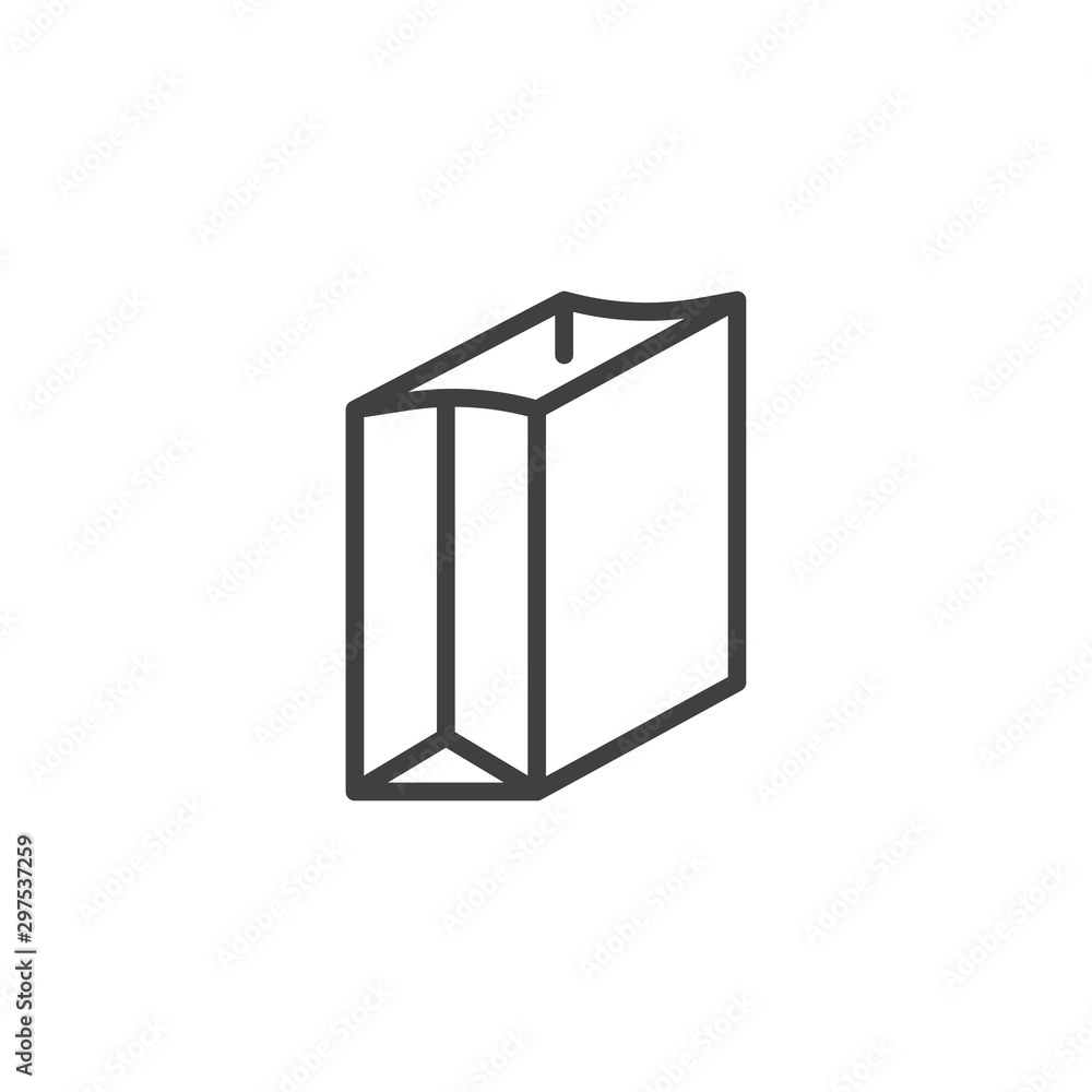 Paper packaging line icon. linear style sign for mobile concept and web design. Paper shopping bag outline vector icon. Symbol, logo illustration. Vector graphics Paper packaging line icon. linear style sign for mobile concept and web design. Paper shopping bag outline vector icon. Symbol, logo illustration. Vector graphics