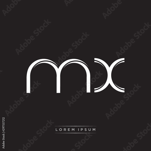 MX Initial Letter Split Lowercase Logo Modern Monogram Template Isolated on Black White