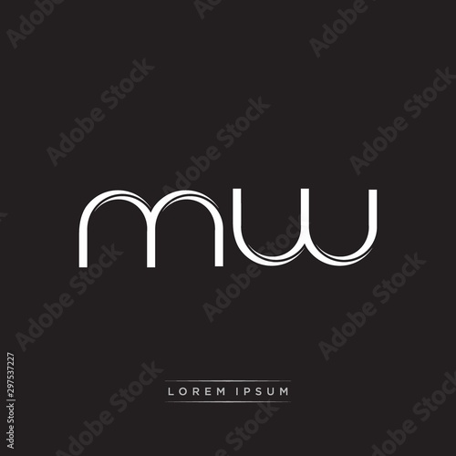 MW Initial Letter Split Lowercase Logo Modern Monogram Template Isolated on Black White