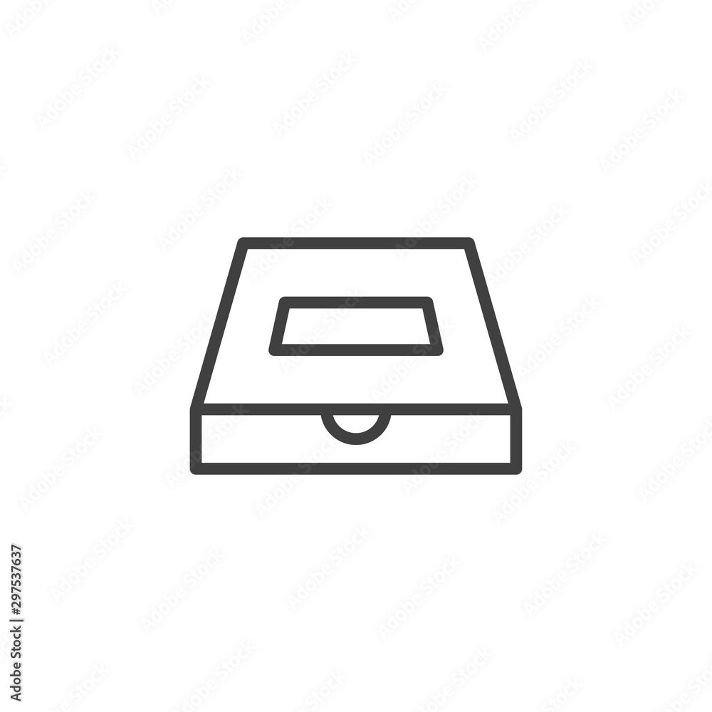 Pizza box line icon. linear style sign for mobile concept and web design. Food delivery box outline vector icon. Symbol, logo illustration. Vector graphics Pizza box line icon. linear style sign for mobile concept and web design. Food delivery box outline vector icon. Symbol, logo illustration. Vector graphics