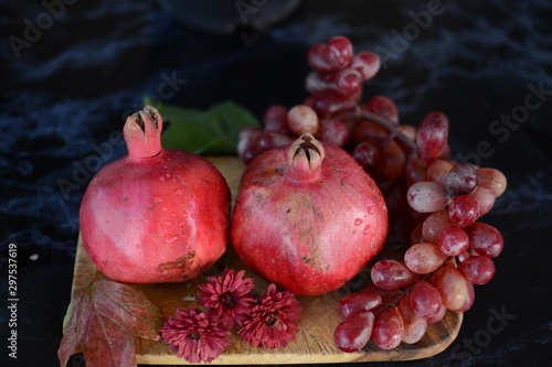 pomegranate on wooden table