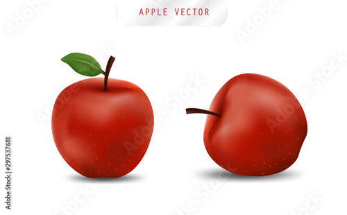 Realistic Red Apples. Realistic 3d apples. Detailed 3d Illustration Isolated On White. Healthy and Natural fruit design in EPS10 vector illustration.