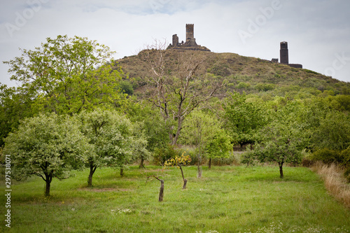 view of medieval castle Hazmburk (Klapy) photo