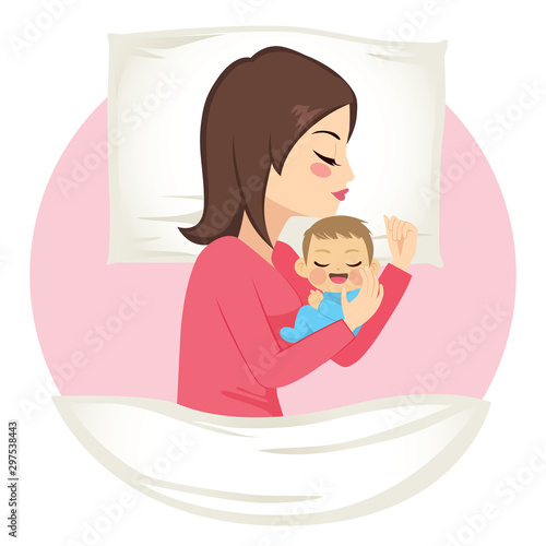 Young peaceful mother sleep...