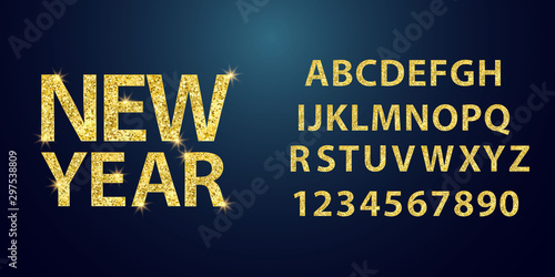 gold font with frame isolated on dark blue background