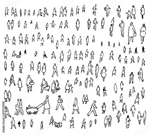 People set contains black silhouettes of artistically drawn people