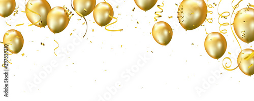 Celebration banner with Gold balloons background. Sale Vector illustration.