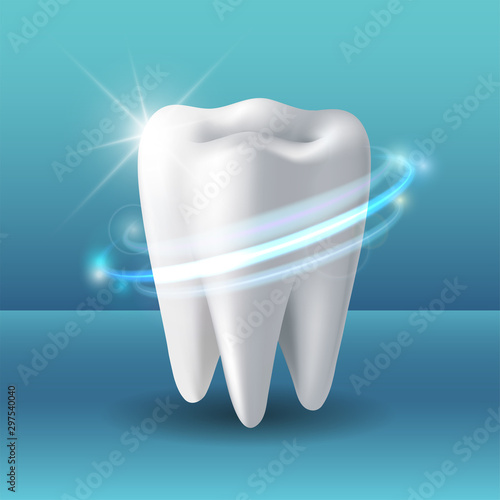 Protective vortex around tooth. Whitening of human tooth.
