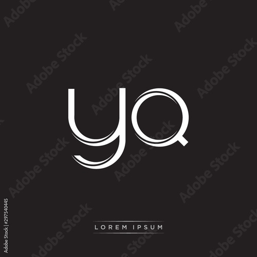 YQ Initial Letter Split Lowercase Logo Modern Monogram Template Isolated on Black White