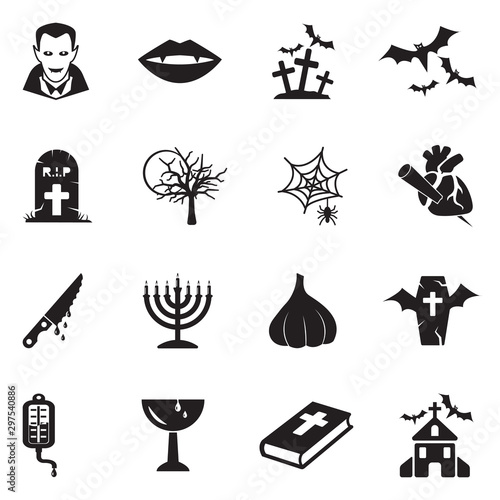 Vampire Icons. Black Flat Design. Vector Illustration.