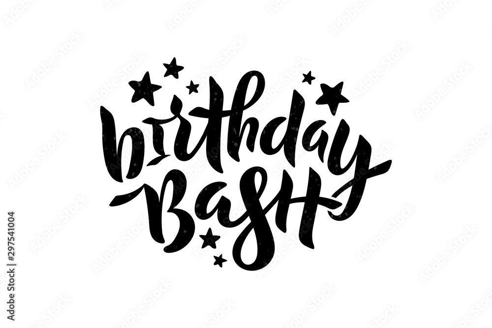 Vector illustration of Birthday Bash text with stars for card, invitation. Lettering for birthday party, poster, banner. Vector illustration of Birthday Bash text with stars for card, invitation. Lettering for birthday party, poster, banner.