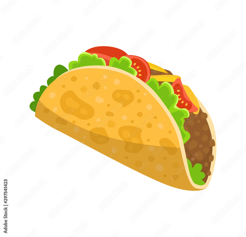 Traditional mexican food - taco, delicious tacos, isolated on white Traditional mexican food - taco, delicious tacos, isolated on white